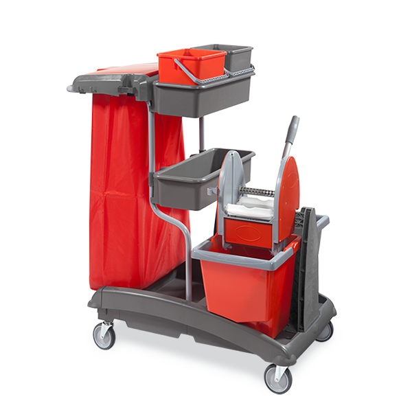 Carrello professionale con strizzatore e portasacco
